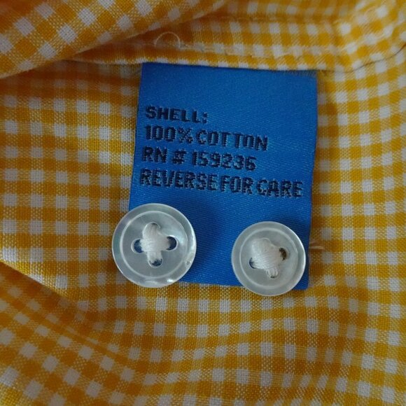 J.McLaughlin Finn Blouse Women's Size M Yellow Golden Check Cotton Preppy - Picture 8 of 9